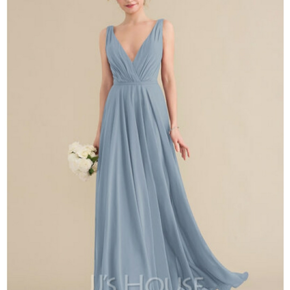 JJs House Dusty Blue A-Line V-Neck